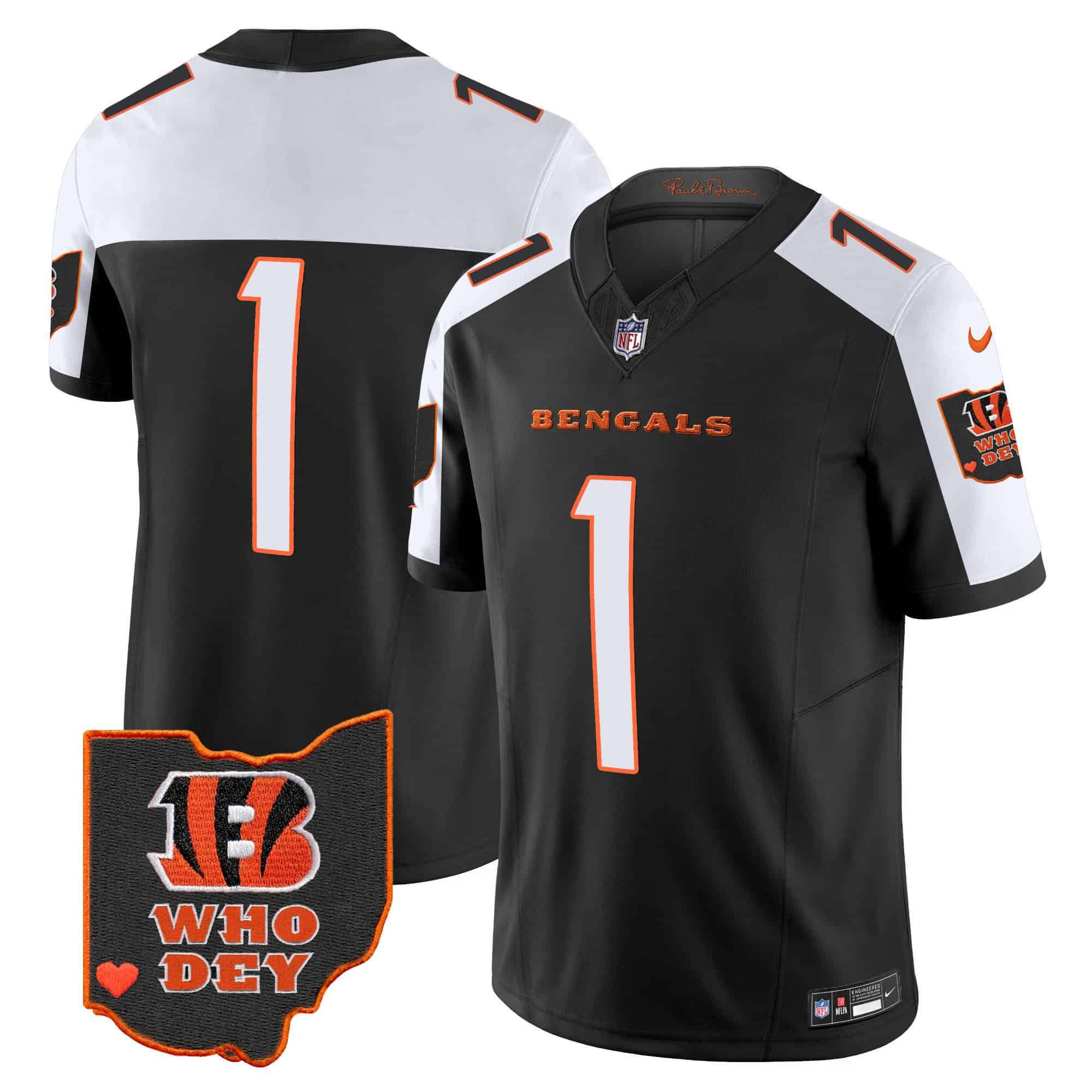 Men Cincinnati Bengals #1 Chase Black 2024 Nike Patch Vapor Limited NFL Jersey style 1->indianapolis colts->NFL Jersey